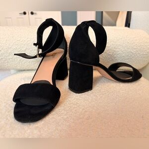 Red Valentino Black Suede Block Sandals Heels